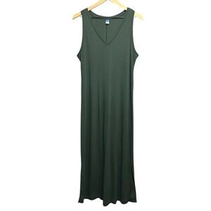 Old Navy Dress Womens Large Ribbed Knit Maxi Resort Sleeveless V Neck Casual